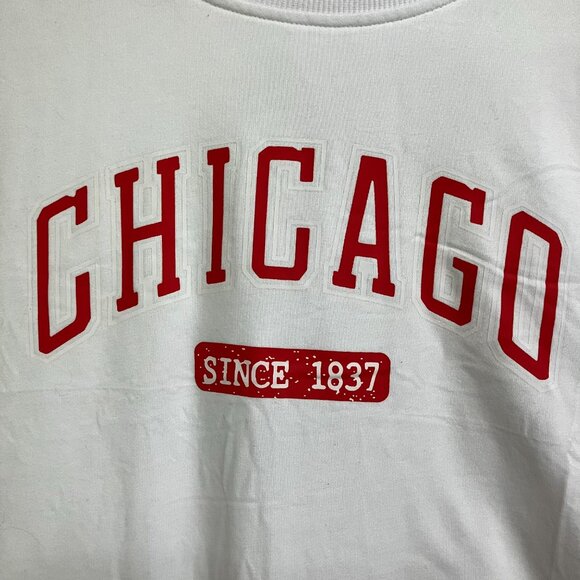 ORANDESIGNE Women's XL White Cropped Pullover Sweatshirt Long Sleeve Crew Neck - Picture 4 of 9